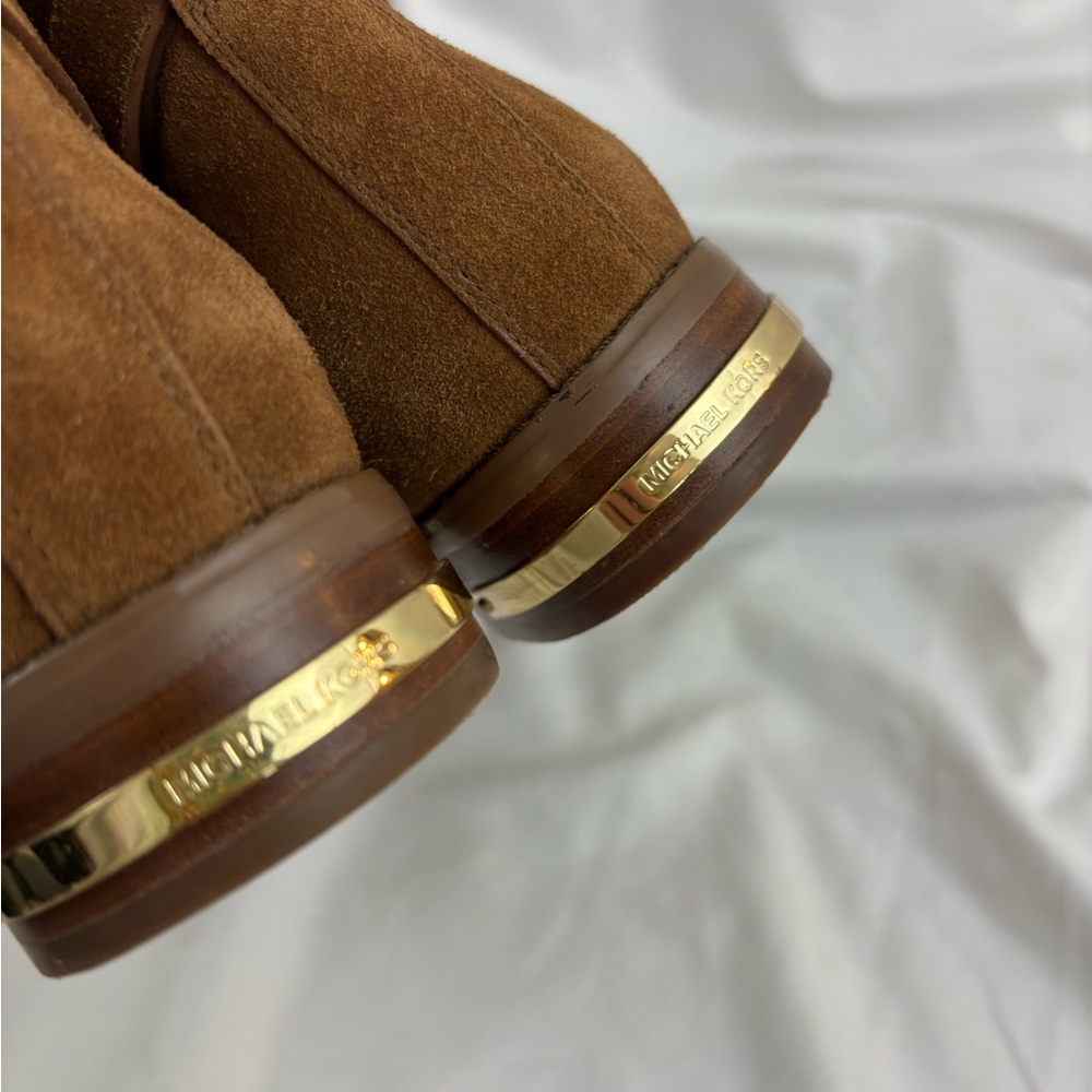 EUC Michael Kors sz8 Suede/Leather Gold Detaill Heeled Boots… - Picture 3 of 9